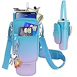 LEFORZ Water Bottle Carrier Bag with Phone Pocket Compatible with Stanley/Meoky 40 oz Tumbler with Handle,Water Bottle Holder Pouch with Adjustable Strap Compatible with Stanley Cup Accessories