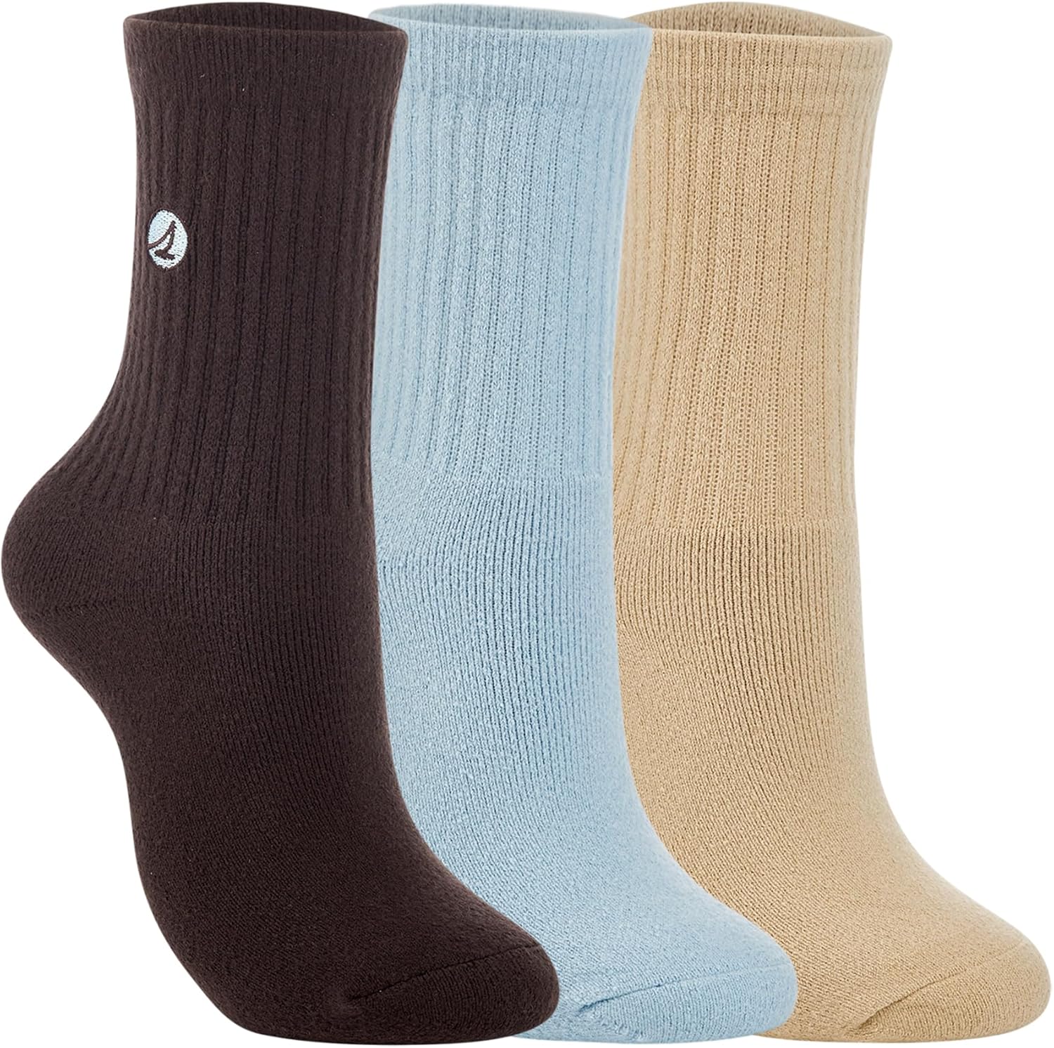 Sperry Unisex Super Soft Cushioned Mid Crew Socks, 3-Pack – Plush Comfort, Warm Winter Half Crew Fit