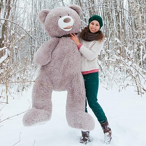 Miniatura 3 de HollyHOME Oso de peluche gigante de peluche con diseño de oso de peluche 5 pies color gris Marrón, gris