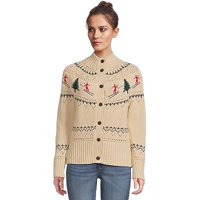 L.L.Bean Signature Cotton Fisherman Button Front Cardigan Sweater sailcloth skier fair isle