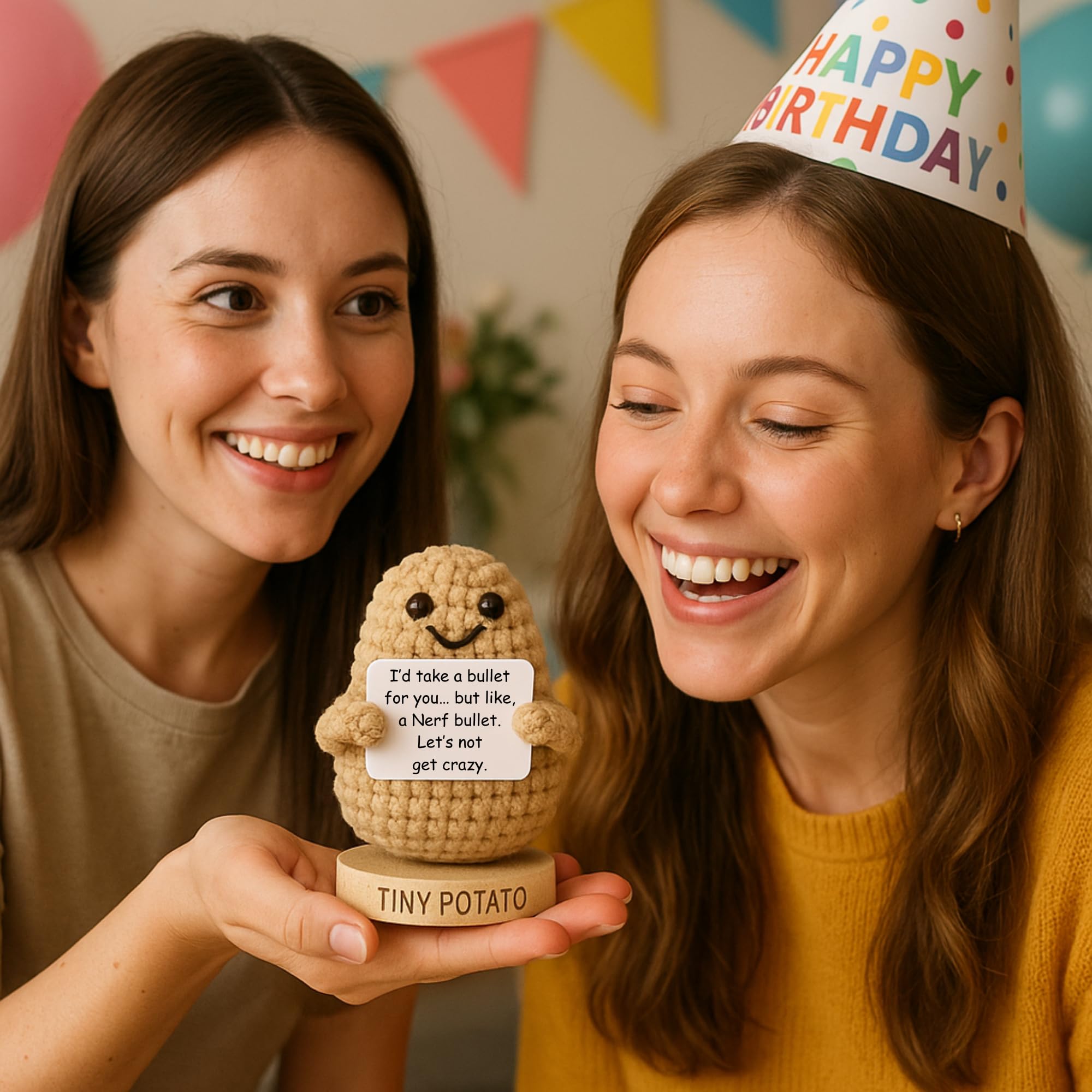 Funny Sister Gifts for Birthday, Graduation, Emotional Support - Sassy Crochet Potato W/ 30 Signs | Big Sisters Presents for Women, Unique Sister Gift from Brother, Little Sisters, Big Sis, Sis In-law