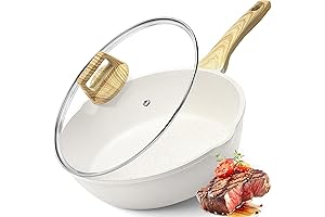 GiPP Nonstick Deep Frying Pan - 11 Inch Granite Saute Pan with Lid