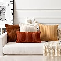 Vista 216 de UGASA - Juego de 2 fundas de almohada de terciopelo a rayas, funda decorativa para cojín con cremallera oculta para el hogar, sofá, dormitorio