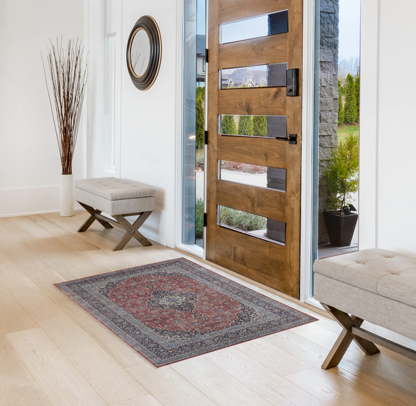 Creative Home Ideas Printed Chenille Area Rugs - for Bedroom, Kitchen, Living Room, Entryway, Hallway, Playroom - Non Skid & Washable - 2' 5.5" x 4' 2