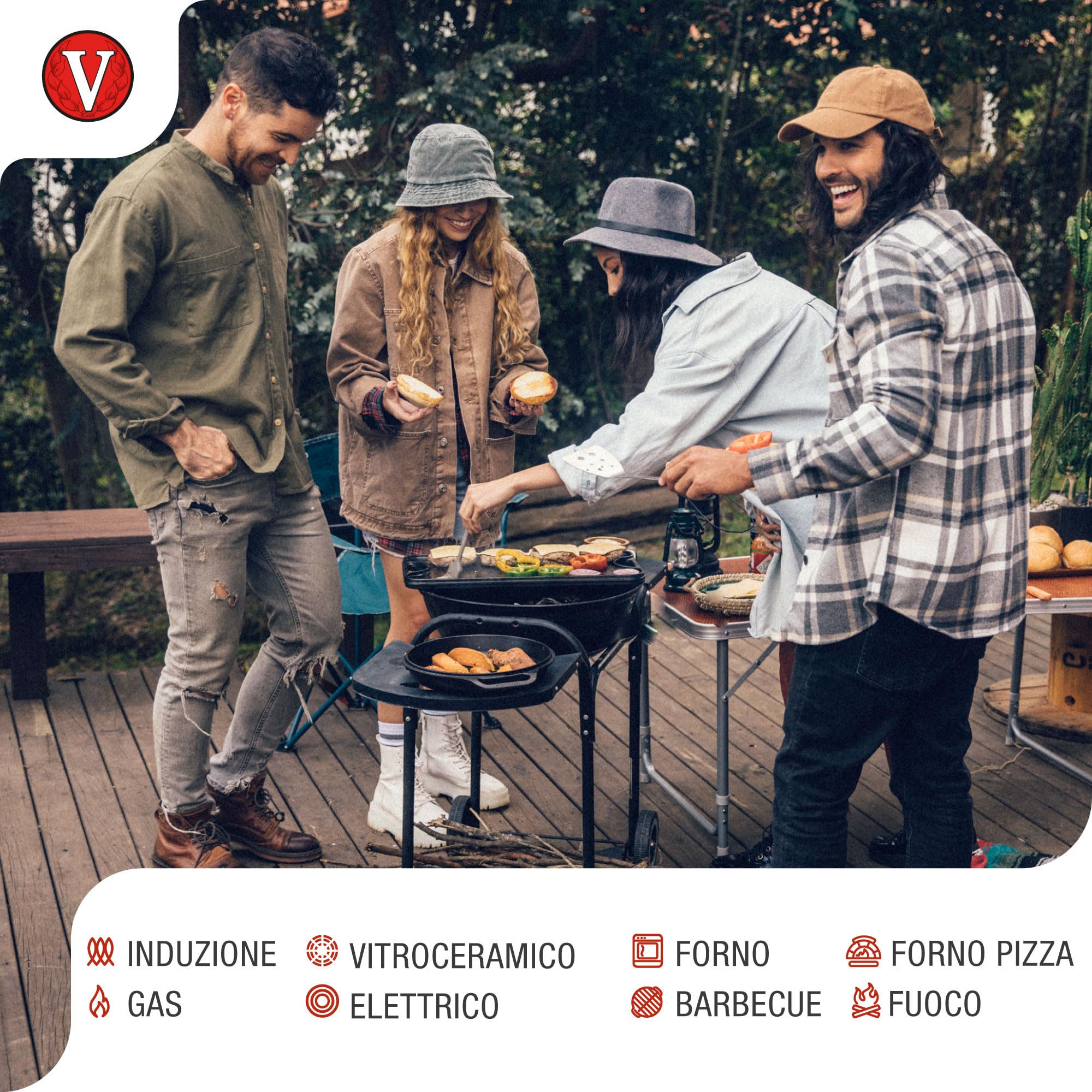 VICTORIA Padella per Paella in Ghisa Smaltata Induzione da 33cm, Adatta per, Fuoco, Barbecue, Forno, Vetroceramica e Gas, Cast Iron Skillet Senza Sostanze Tossiche, Senza PTFE e PFOA