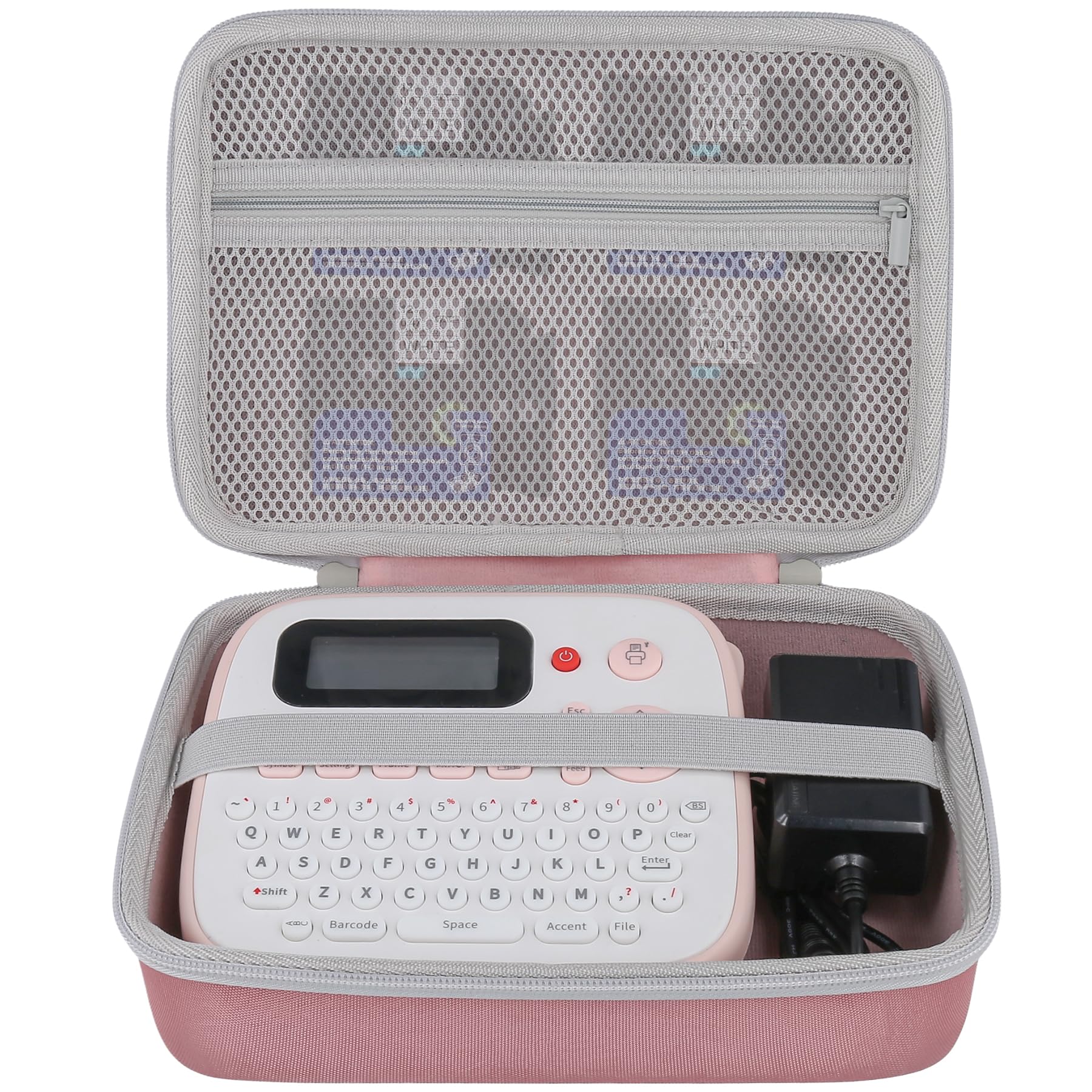 Aenllosi Hard Case Compatible with D210S Label Maker Machine, Extra Space for Charger,Mesh Pockect for 4 Roll Label Tapes(Case Only,Pink)
