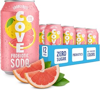 Cove Probiotic Soda, Zero Sugar Better-For-You Alternative - Refreshing, Delicious Probiotic Drink, No Synthetic Colors & Caffeine Free - Grapefruit, 12 Pack