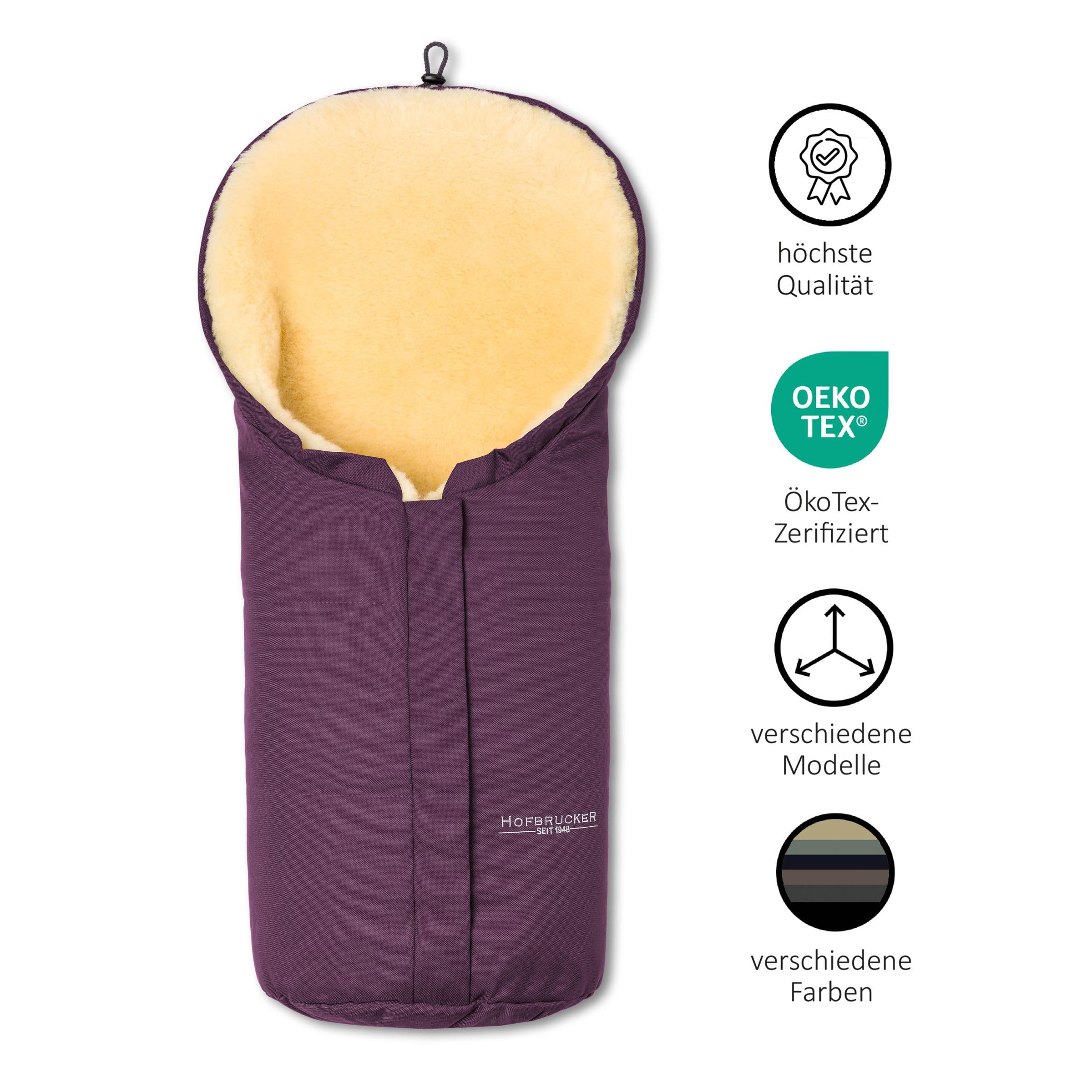 Hofbrucker Eskimo - Sacco termico per ovetto, passeggino, coprigambe universale, antivento e impermeabile, in vera pelliccia di agnello, made in Germany