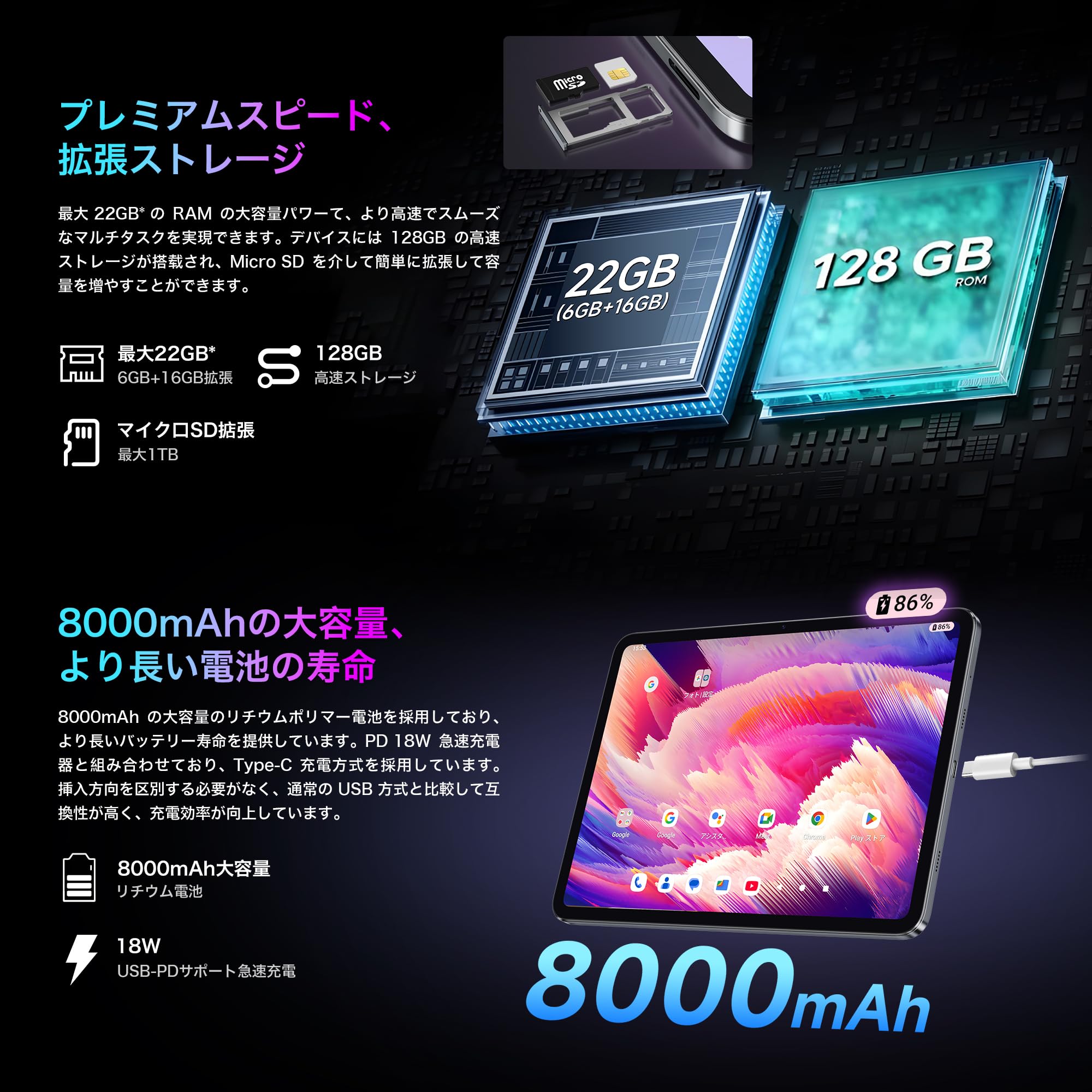 Bmax❤️ Android15 タブレット11インチ Wi-fiモデル Amazon.co.jp: 【2.4K IPS 11.4インチ タブレットWi-Fi/SIM通話