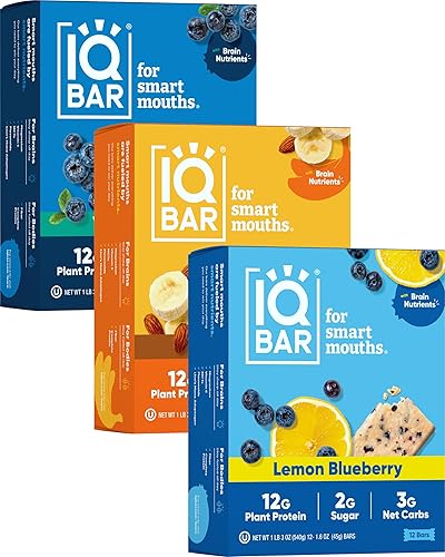 IQBAR - Barras de proteína Keto Brain and Body, barras ketogénica variadas para amantes de la fruta, 36 barras energéticas, barras de proteína bajas