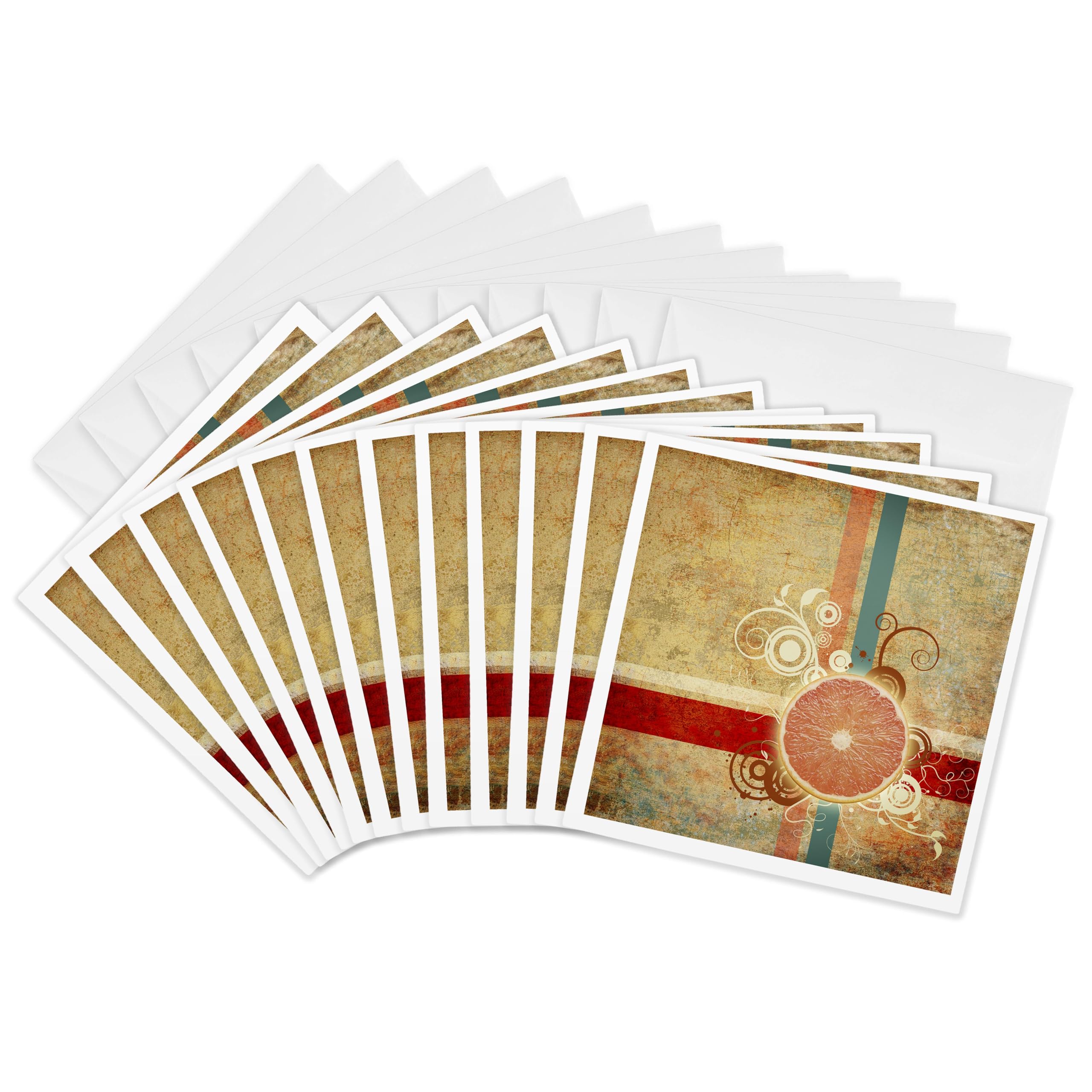Cartes de vœux pamplemousse design fruit grunge 15,2x15,2 cm - 8