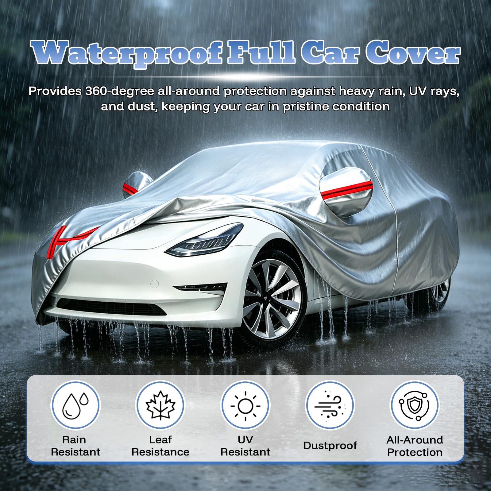 Copri Auto per BMW i4 Funda,Copertura Auto Resistente ad Acqua Polvere Neve Sole Freddo, Strisce Riflettenti a forma di H,Tutte Le Stagioni