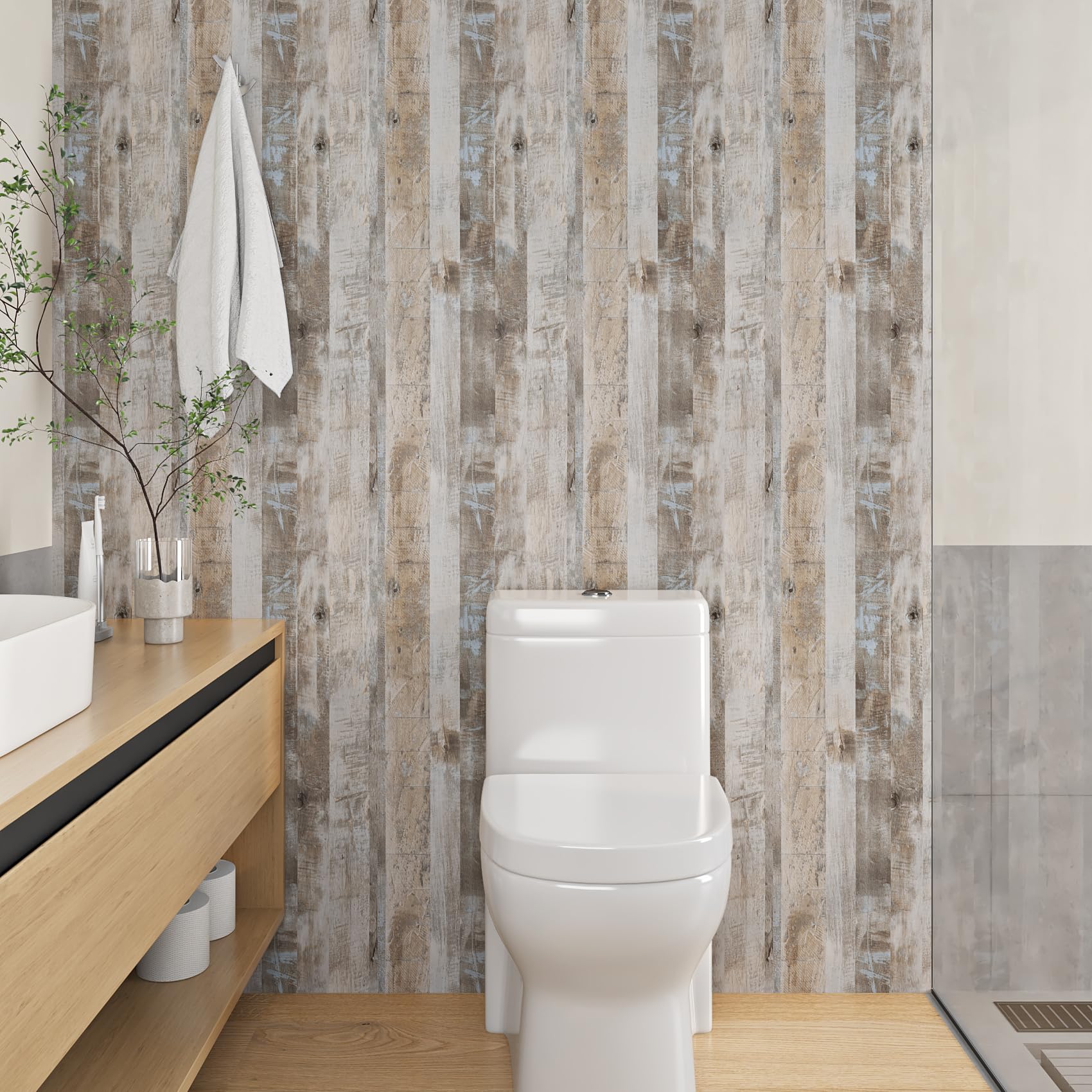 Livelynine Sticky Back Plastic Wood Effect Panelling Peel and Stick Wallpaper for Living Room Bedroom Wall Paper 40CMx5M Kitchen Worktop Vinyl Wrap for Furniture Door Worktop Vinyl Covering Brown Wood - Image 4