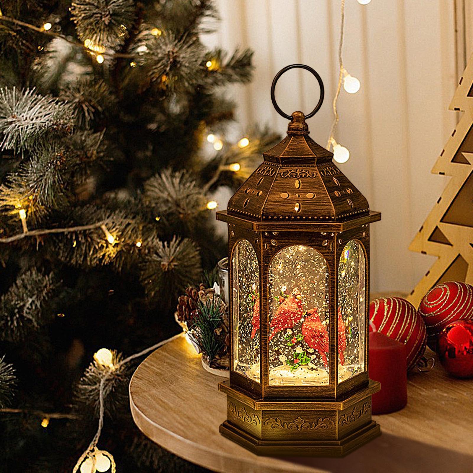 Farolillo de Navidad – Farol LED Festivo para decoración navideña y Regalos | diseño de Escena de Invierno, Funciona con Pilas, Ideal para decoración de hogar, Patio o Fiesta, CREA un