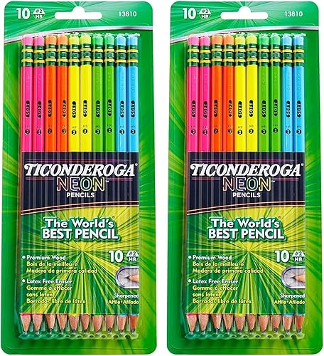 Paquete de 10 lápices neón de la marca Dixon Ticonderoga n. 2 2 - unidades