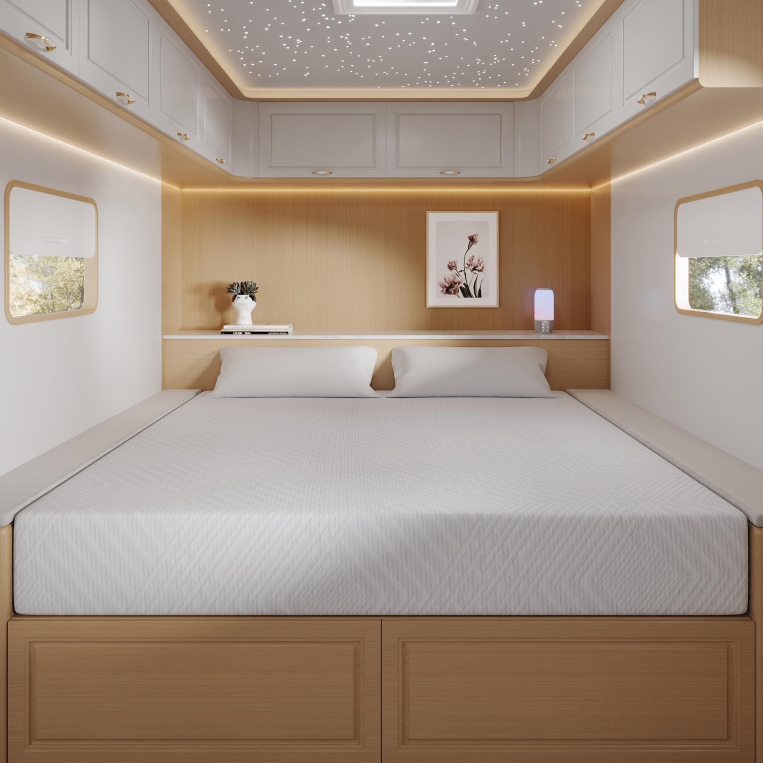 RV Mattress Short Queen 10 Inch Memory Foam Camper Mattress Bed in a Box Designed Assembled in The
