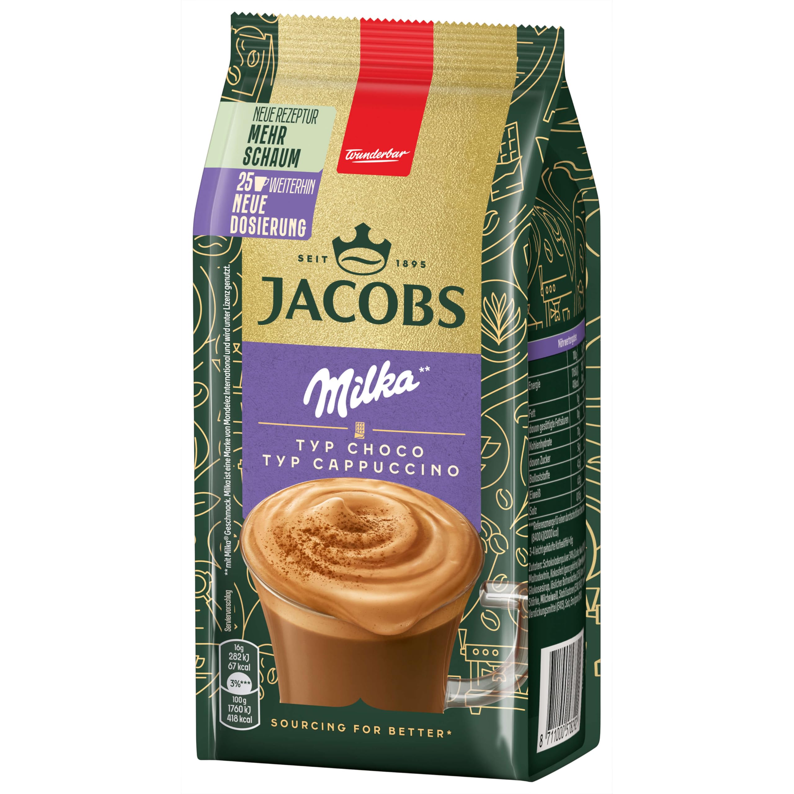 Jacobs Typ Choco Cappuccino mit Milka, 12er Pack (12 x 400 g)