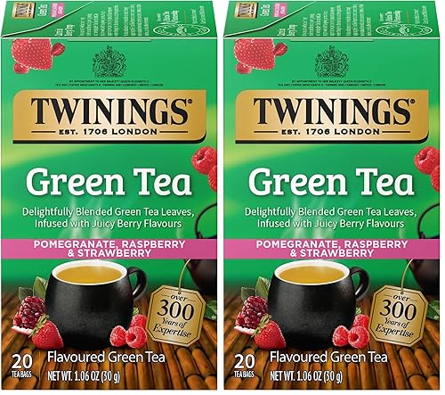 Vista 526 de Twinings, Pure Green Tea - Té verde con sabor suave y aroma atractivo con cafeína, disfruta caliente o helado, bolsas de té individuales