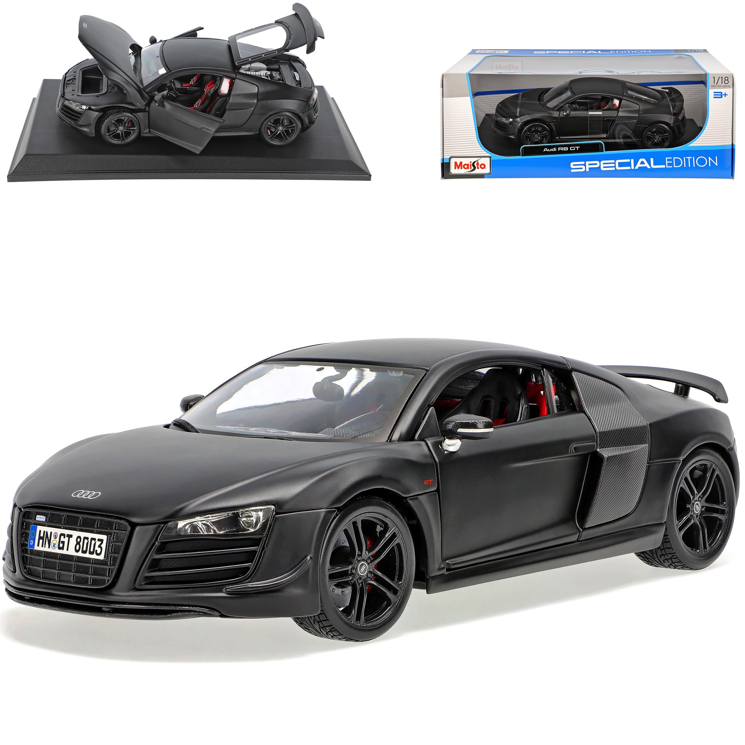 Generisch A*U*D*I R8 GT Matt Schwarz Coupe 2010 1/18 Modell Auto