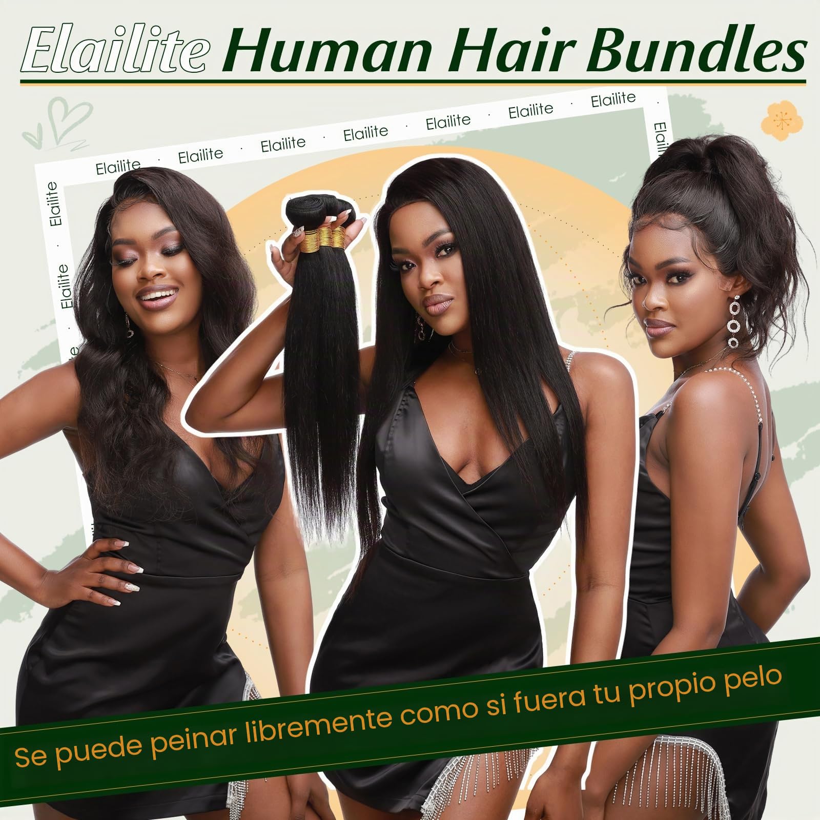 Elailite Extensiones Cortina Pelo Natural 100g 60cm Cabello Humano Brasileña Liso 1 Pieza sin Clip #1B Negro Natural