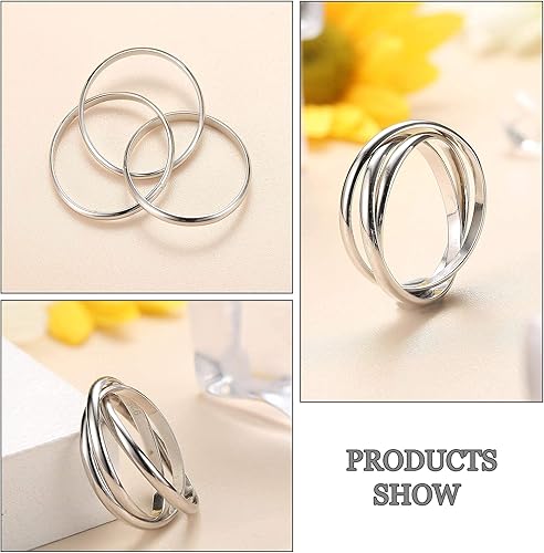 Miniatura 4 de Milacolato Anillos de plata de ley 925 para la ansiedad anillos para aliviar el estrés anillos para ansiedad para ansiedad lético floral hoja luna