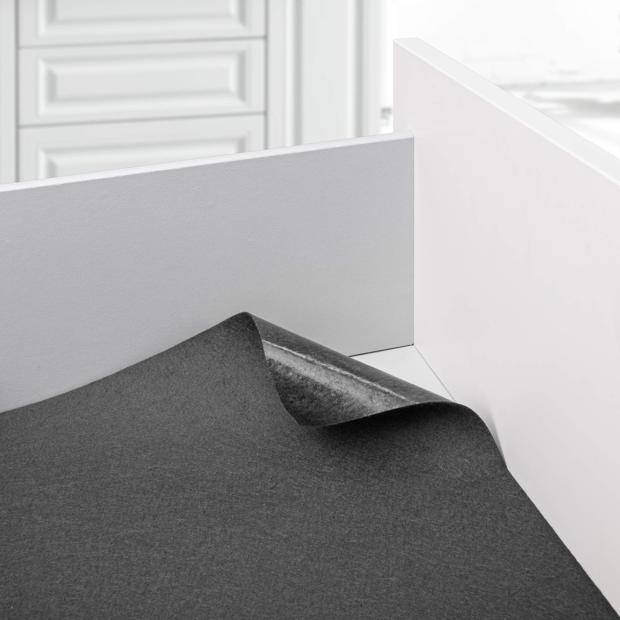 Gedotec Filztuch für Besteckhalter-Sortiment selbstklebend | Schubkasten-Filztuch 100 x 45 cm | Filz ist SCHWARZ | Schubladeneinlage Schubkasten zum Kleben | 1 Stück - Schubladen-Matte Filz