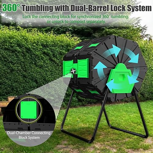 Miniatura 3 de Contenedor giratorio de compostaje para exteriores, 45 galones, 170 L, vaso de compostador grande de 360, sin BPA, de trabajo rápido, para jardín,