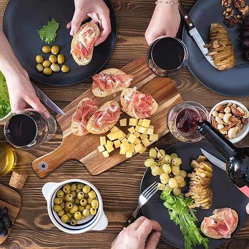 Miniatura 5 de AMPSEVEN Tabla de cortar de madera de acacia con asa tabla de cortar de madera tablas de embutidos para carne pan de frutas queso tablas decorativas
