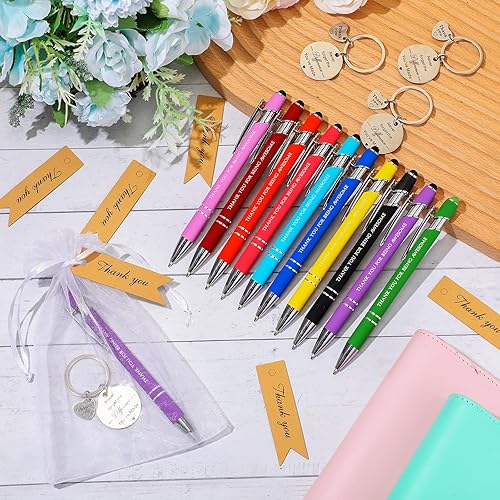 Miniatura 2 de Lincia Juego de 20 bolígrafos de regalo de agradecimiento de agradecimiento, 20 bolígrafos inspiradores, 20 llaveros de acero inoxidable y 20 bolsas