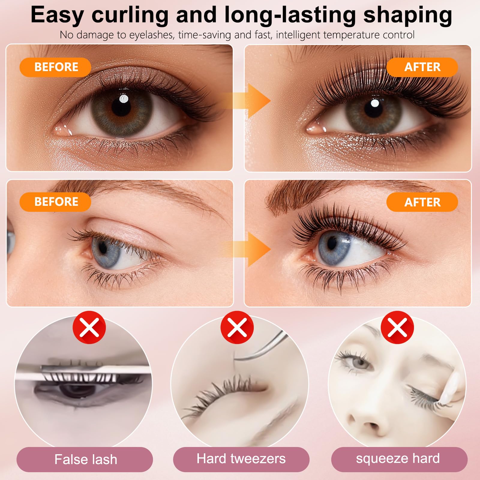Piegaciglia Elettrico,Piegaciglia Riscaldato,Elettrico Arricciaciglia,Heated Eyelash Curler,Heated Lash Curler,4 Livelli di Temperatura,Intelligent Power Off,Per tutte le ciglia (Bianco)