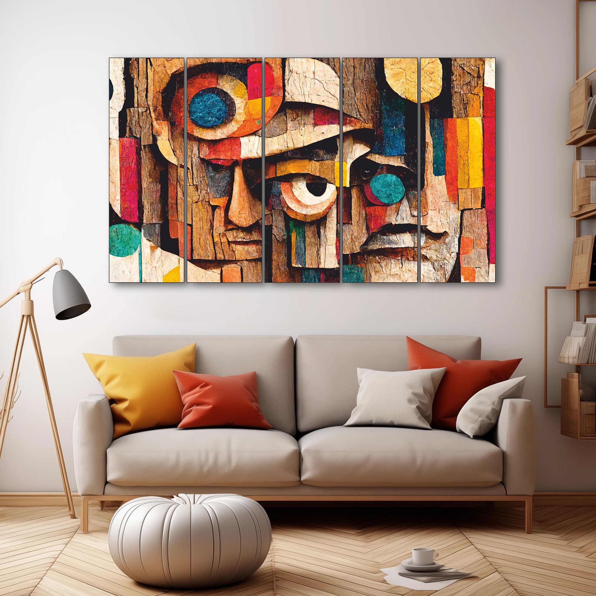 - The Castle Decor Abstract Face art painting with frame Big Size(27x48) Wall art for living room,Bedroom,Drawing room,Hotels-Wooden Framed-Digital Painting