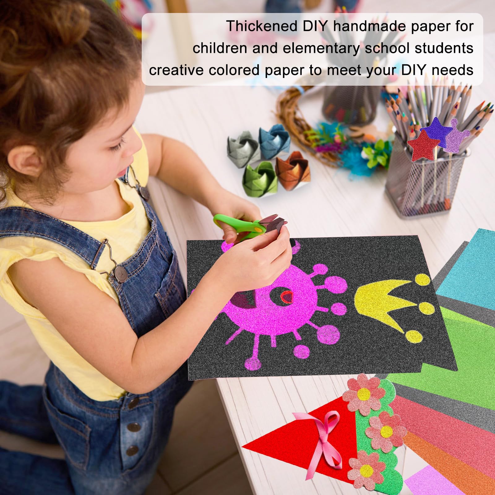 20 Feuilles Papier Pailleté A4, 2 Mm Feuille Mousse Coloré