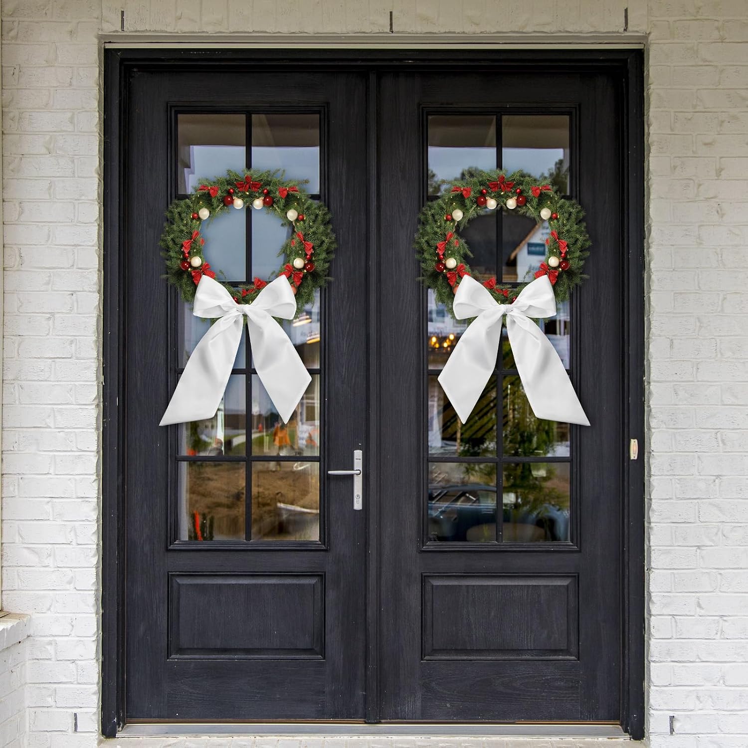 8 Pcs Wreath Sash for Front Door Blank White Wreath Sash Accessories Embroidery Plain Blanks for Embroidery Monogram Party Farmhouse Indoor Outdoor Wedding Decor, 4.49'' x 56.3''