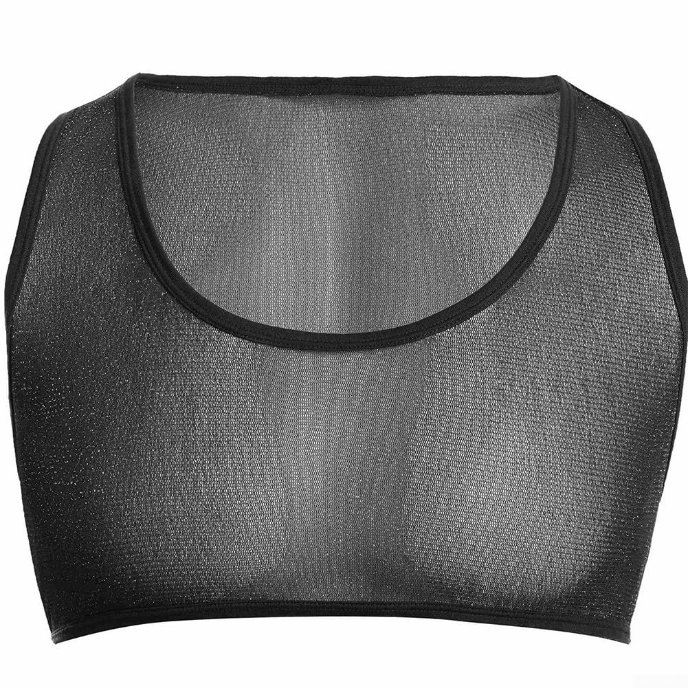 Men's Performance See Through Mesh Tank Top, U Neck Sleeveless Crop Vest for Gym Use (M Black)