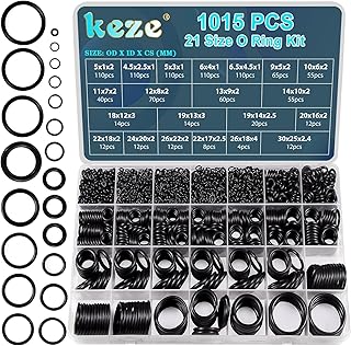 KEZE 1015 piezas Kit de juntas tóricas Juego surtido de juntas tóricas de goma de tamaño 21 para la reparación de juntas de grifos hidráulicos para hidrolimpiadoras, resistentes al aceite y al calor