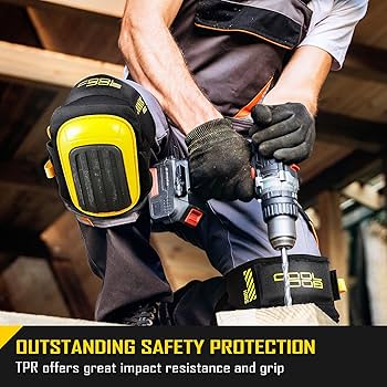 COOLJOB Professional Knee Pads with Heavy Duty Anti-Slip Cap