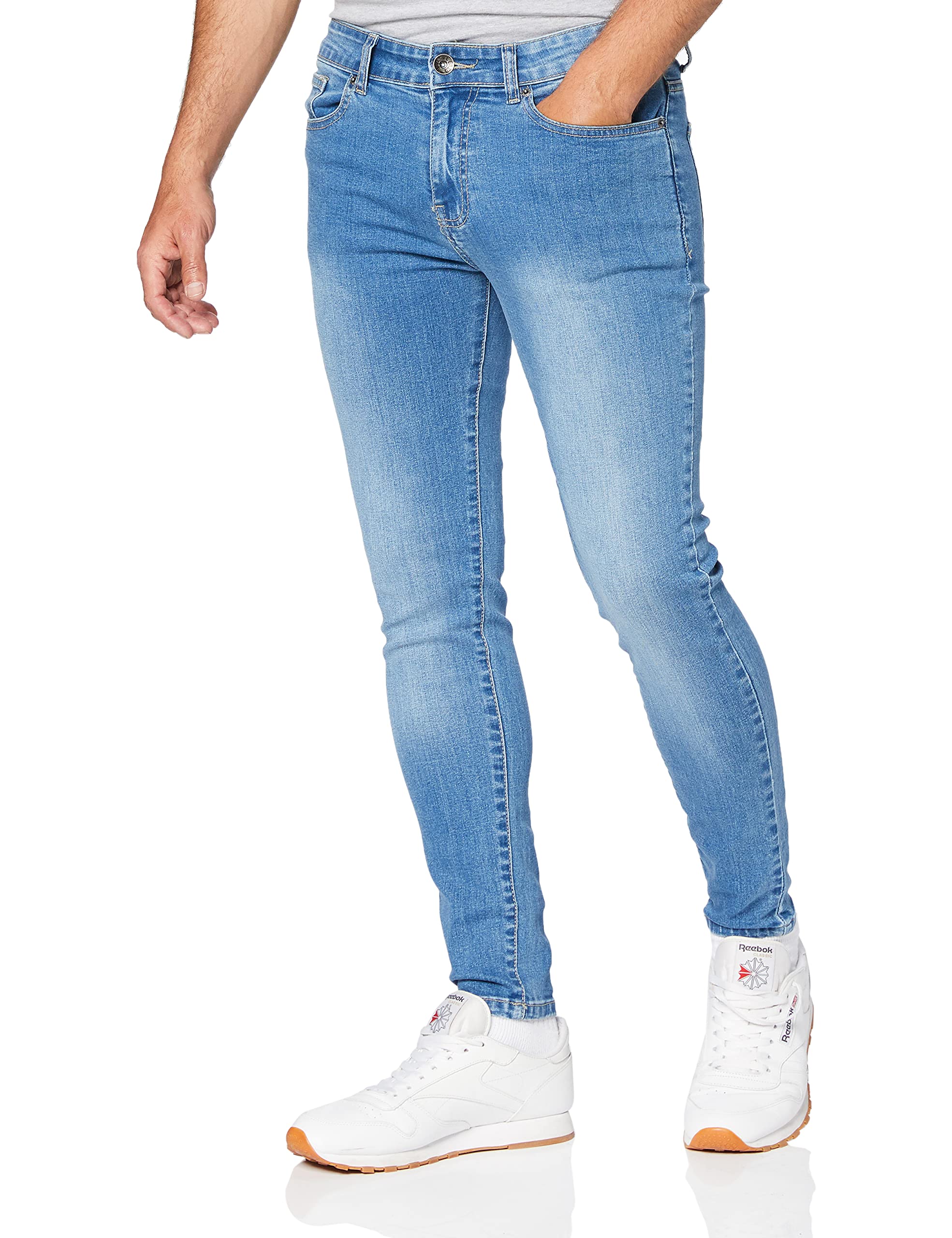Enzo Men's Ez326 Skinny Jeans, Lightwash, 32W 30L UK