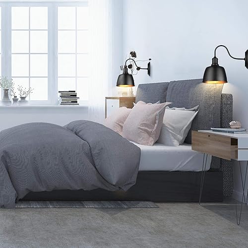 Miniatura 5 de Lámpara de pared de cuello de cisne negro, lámpara de pared industrial retro estilo granja E26, lámpara de pared LED de porche para cocina,