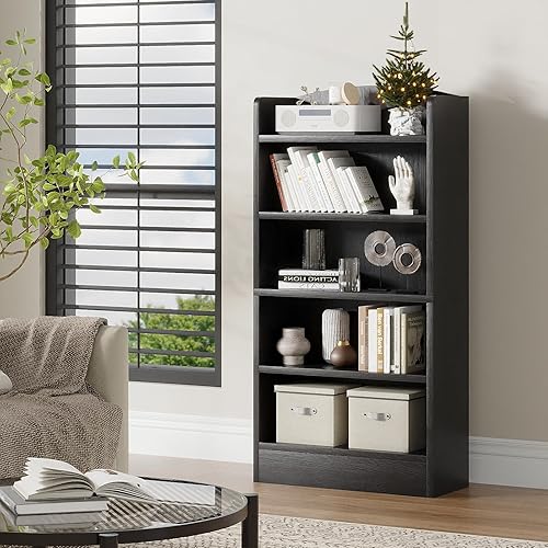 Miniatura 2 de YQ JENMW Estantería de 5 estantes, estantería abierta, estantes de almacenamiento de piso, estante de exhibición moderno de mediados de siglo,