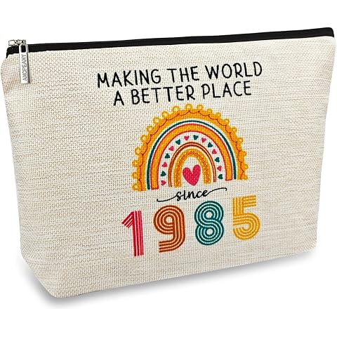 ancpeany 40th Birthday Gifts for Women Her Makeup Bag, 1985 Anniversary 40 Year Old Birthday Decorations Party Favors for Mom, Wife, Sister, Friend, Mothers Day, Christmas, Small Cosmetic Travel Pouch