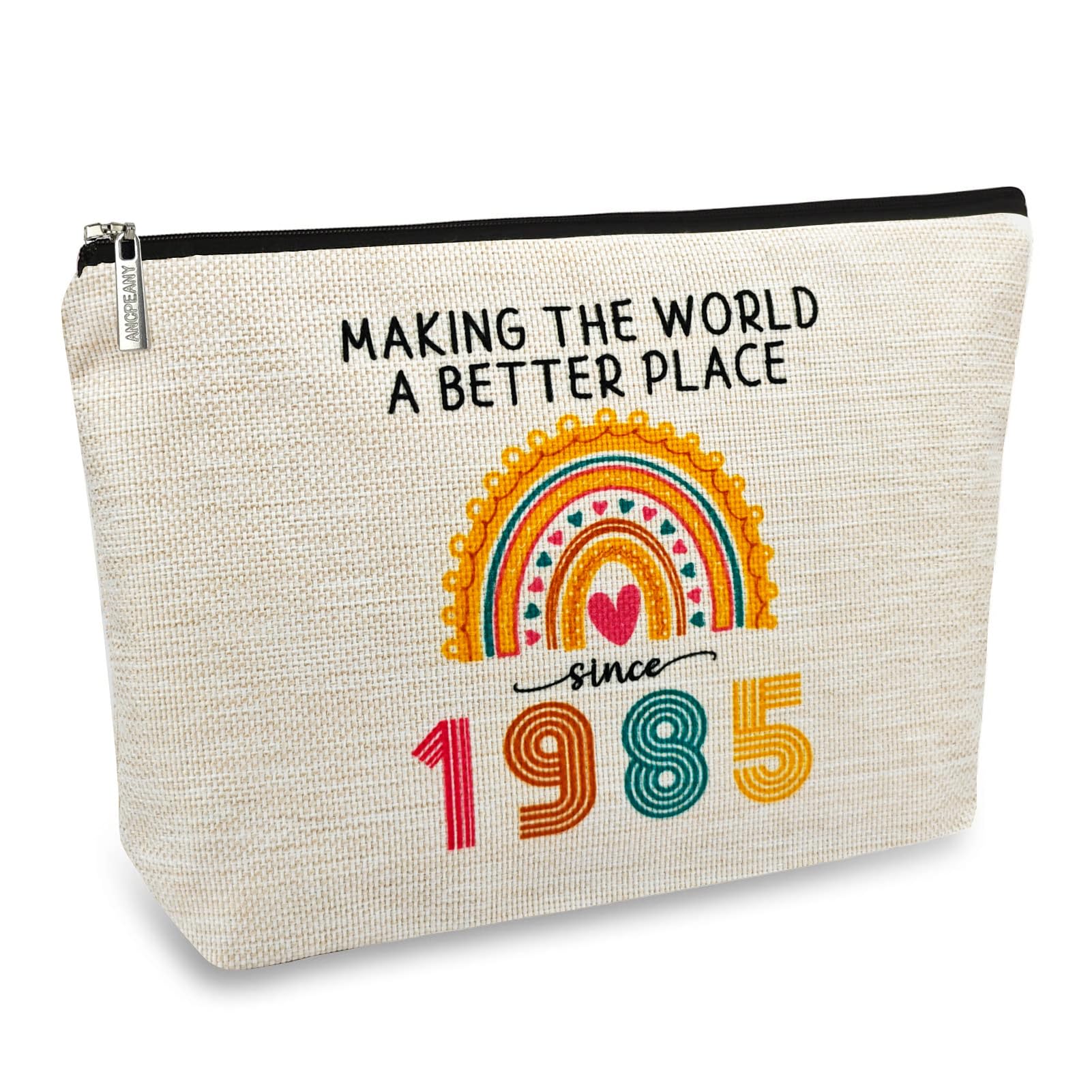 ancpeany 40th Birthday Gifts for Women Her Makeup Bag, 1985 Anniversary 40 Year Old Birthday Decorations Party Favors for Mom, Wife, Sister, Friend,
