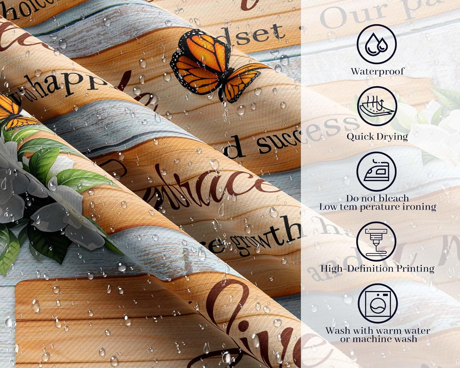 Inspirational Bible Verse Shower Curtain Motivational Christian Scripture Shower Curtains for Bathroom Decor Sets, Waterproof Cloth Fabric with Hooks, 70 x 84 Inch