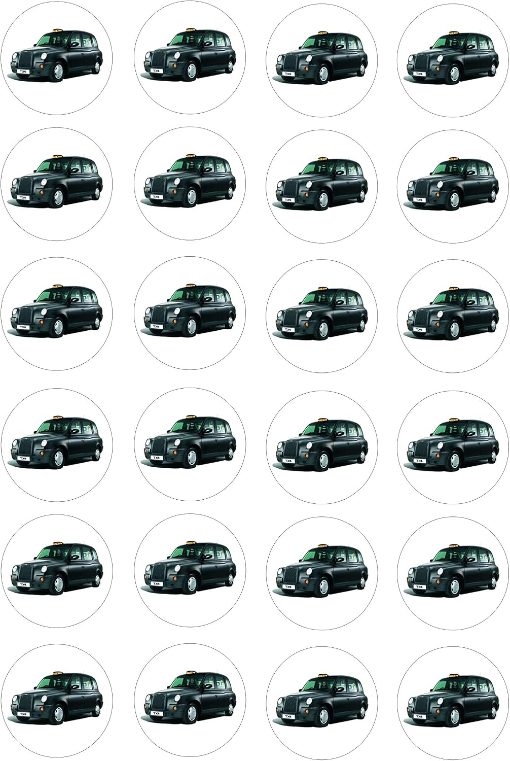 24 London Taxi style edible party decorations Iced Icing CupCake Toppers