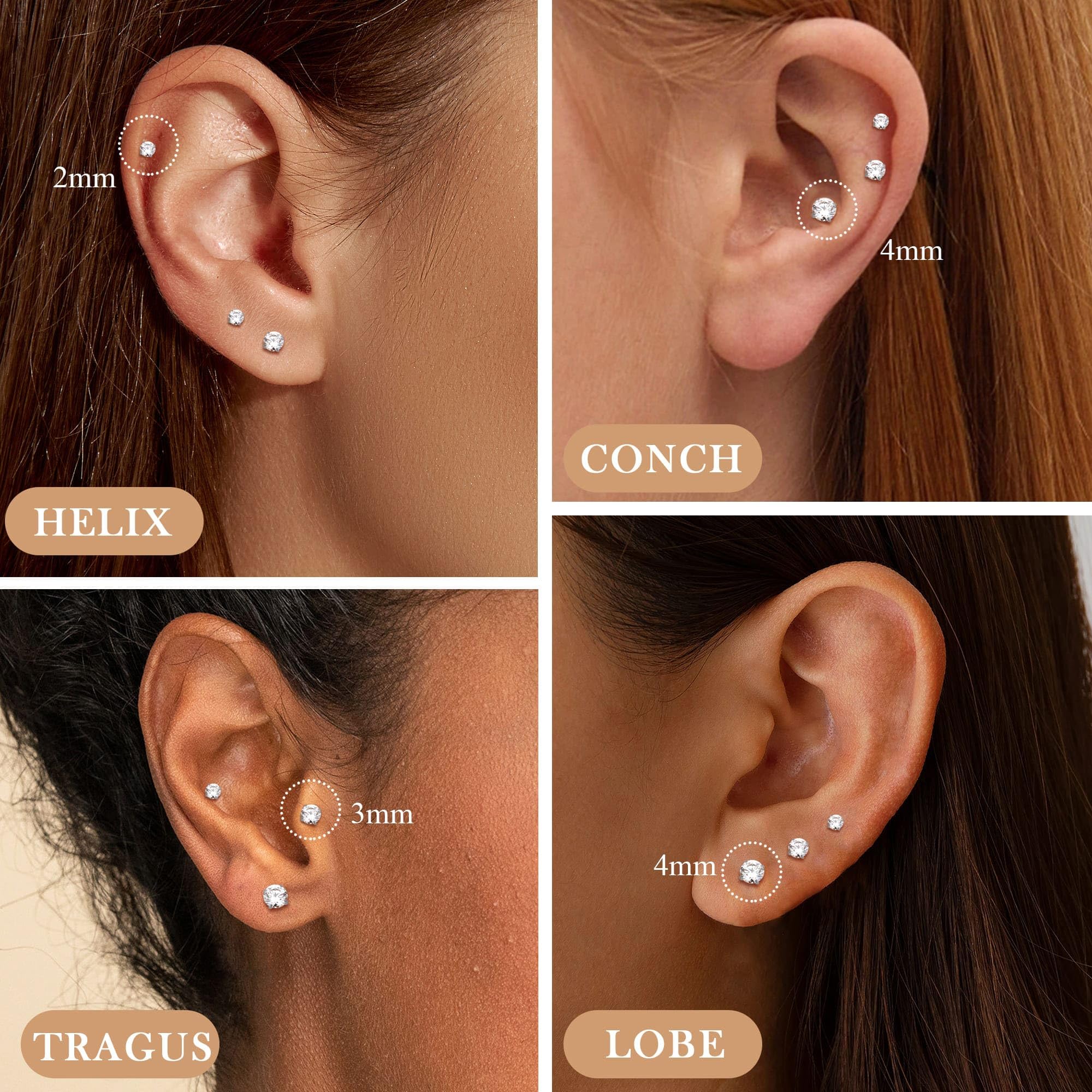 LOLIAS 10 Stück 16G Titan Helix Piercings Nasenpiercing Piercing Ohr Tragus Piercing Innengewinde Lippenpiercing Medusa Piercing Schmuck 6/7/8MM