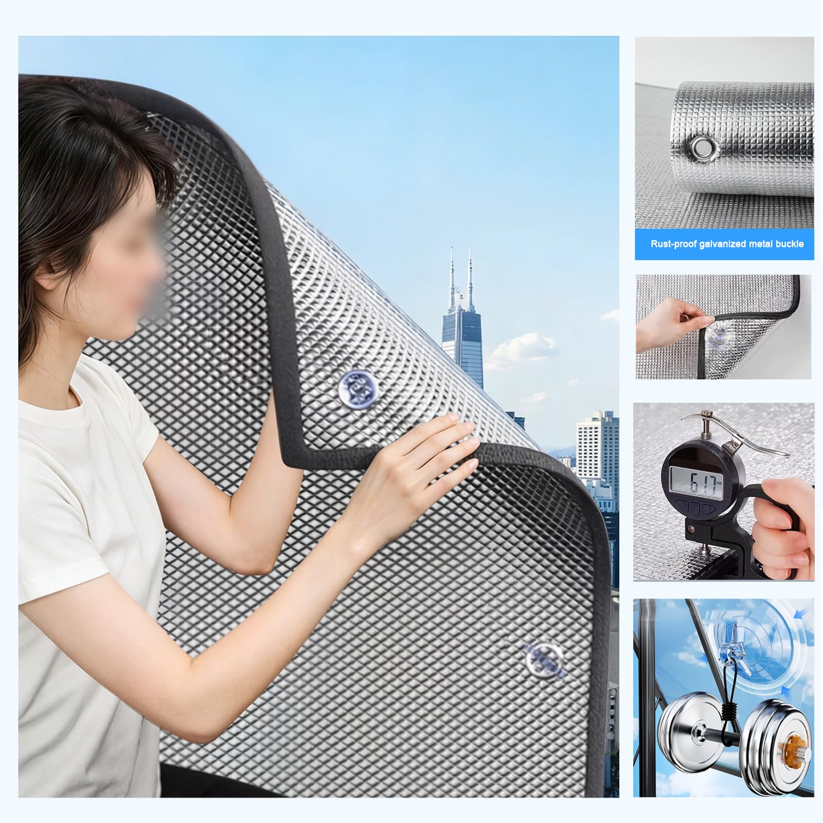 Film de Protection Solaire pour Isolation Thermique,Film Fenetre Anti Chaleur,pour Vitre pour Maison,Bureau,99% Anti-UV Anti Chaleur Anti-Regard Contrôle de la Température (155x250cm)