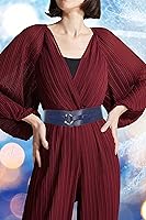 Vista 11 de TeeYee Cinturones de cuero elásticos renacentistas cintura elástica retro cinturón vintage moda medieval cinturón gancho cinturón Negro