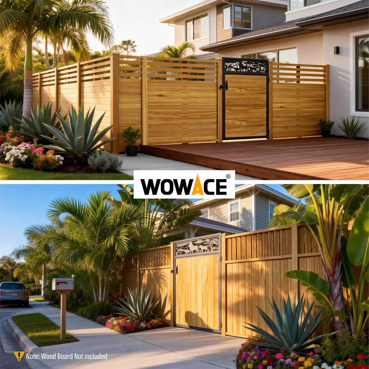 4x6FT Fence Gate Frame Kit 201 Stainless Steel Heavy Duty Garden Gates Anti-Sag Backyard Front Gate Reinforcement Hardware, Left/Right Mount (No Wood Planks Included)