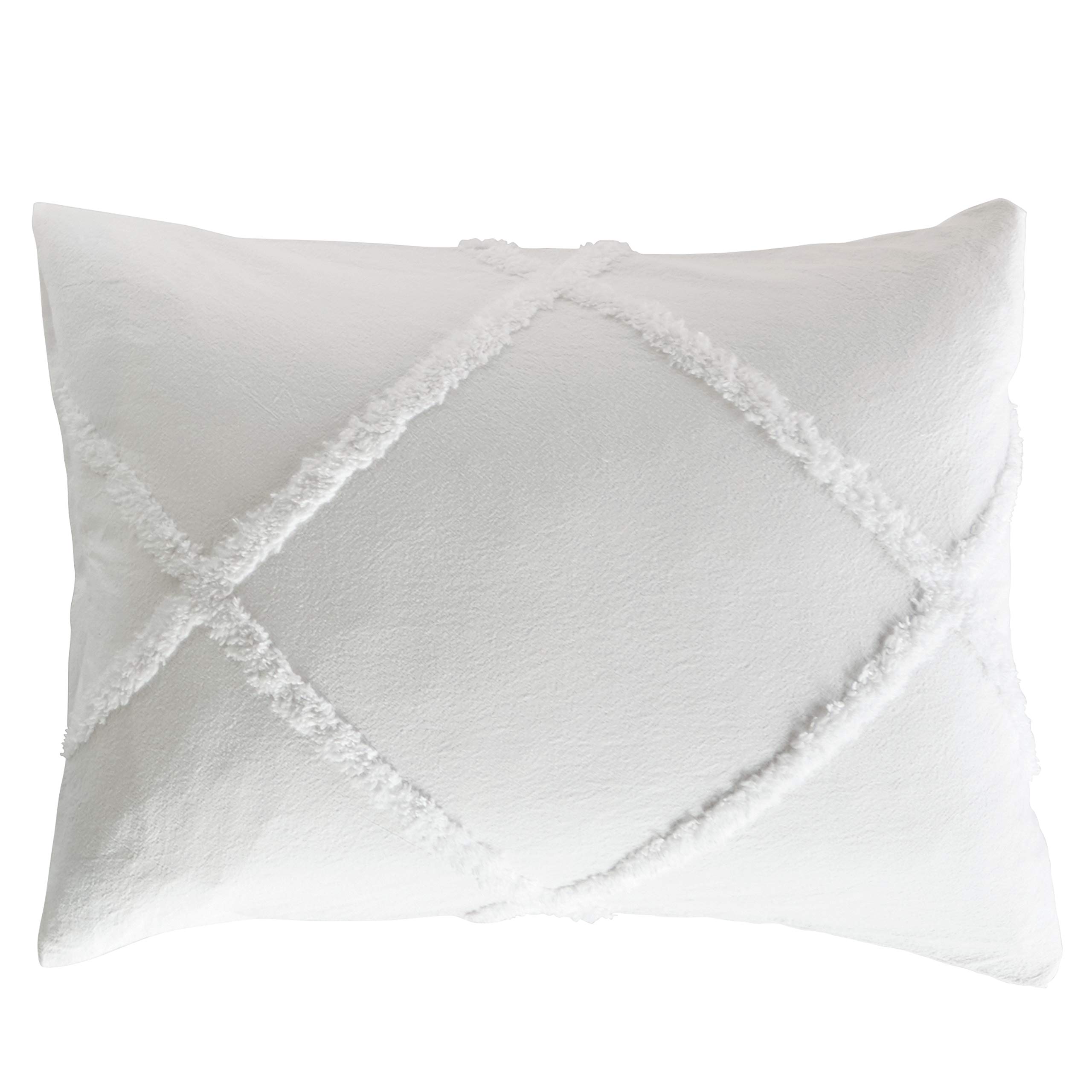 Funda de almohada de chenilla 100% algodón de color sólido, tamaño estándar, 20 pulgadas de ancho x 26 pulgadas de largo, color blanco