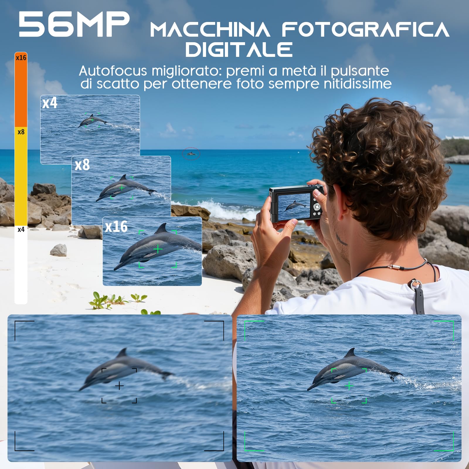 Macchina Fotografica Digitale, JDZ 4K Fotocamera Digitale 16X, Fotocamera Compatta, Scheda da 32GB, Digital Camera per Principianti e Adolescenti-Regalo di San Valentino-Nero | Fotocamera Digitale 16X, Fotocamera Compatta, Scheda da 32GB, Digital Camera p