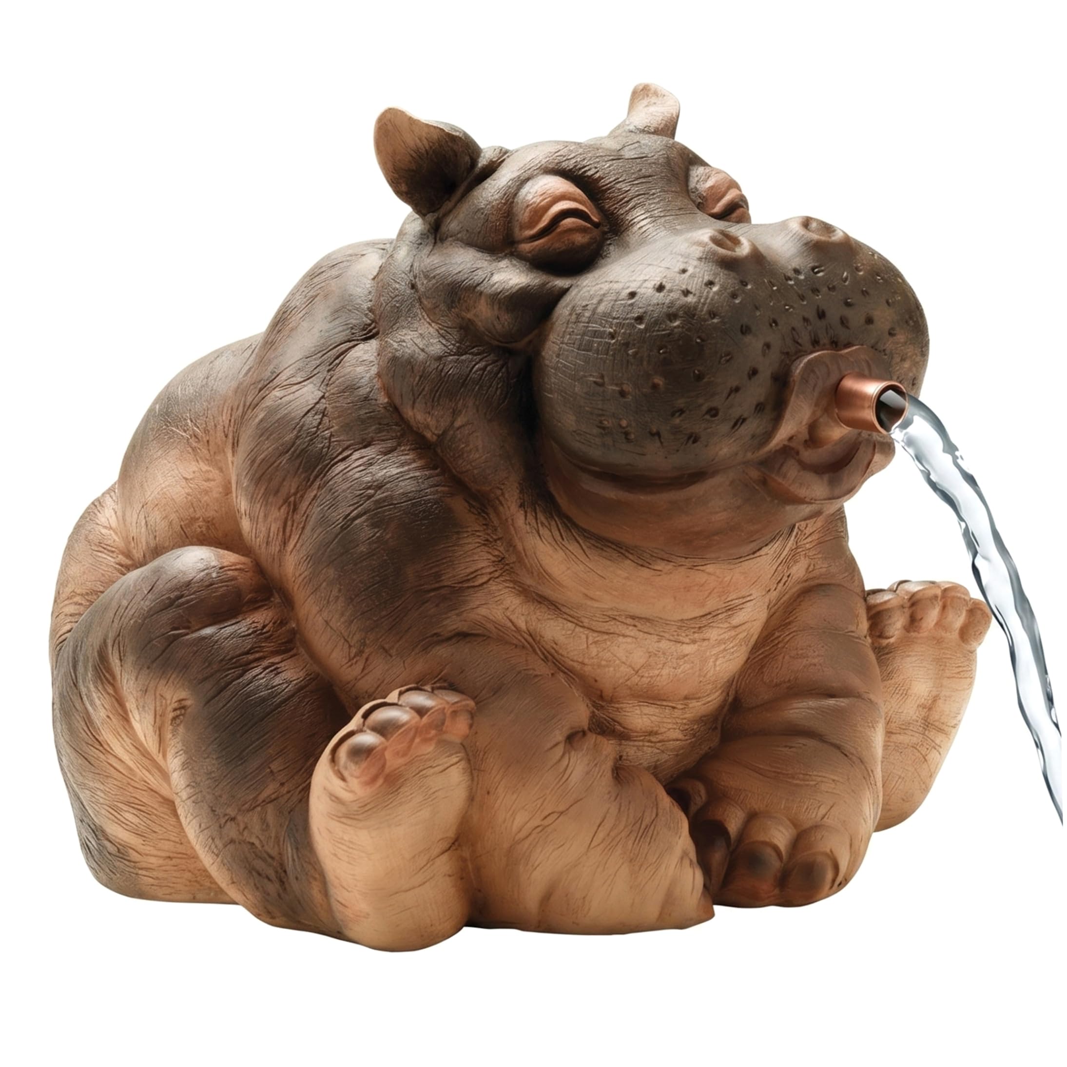 Teichspucker, realistischer Nilpferd-Brunnenspucker, Teichstatuen für Wassergärten, kleine Teiche und Aquarien.